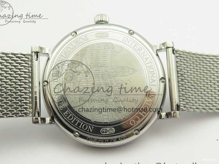 MIROTIME 1218 Portofino IW356501 SS V3 MK 1:1 Best Edition Blue Dial On SS Mesh Bracelet MIYOTA Timeless 7194